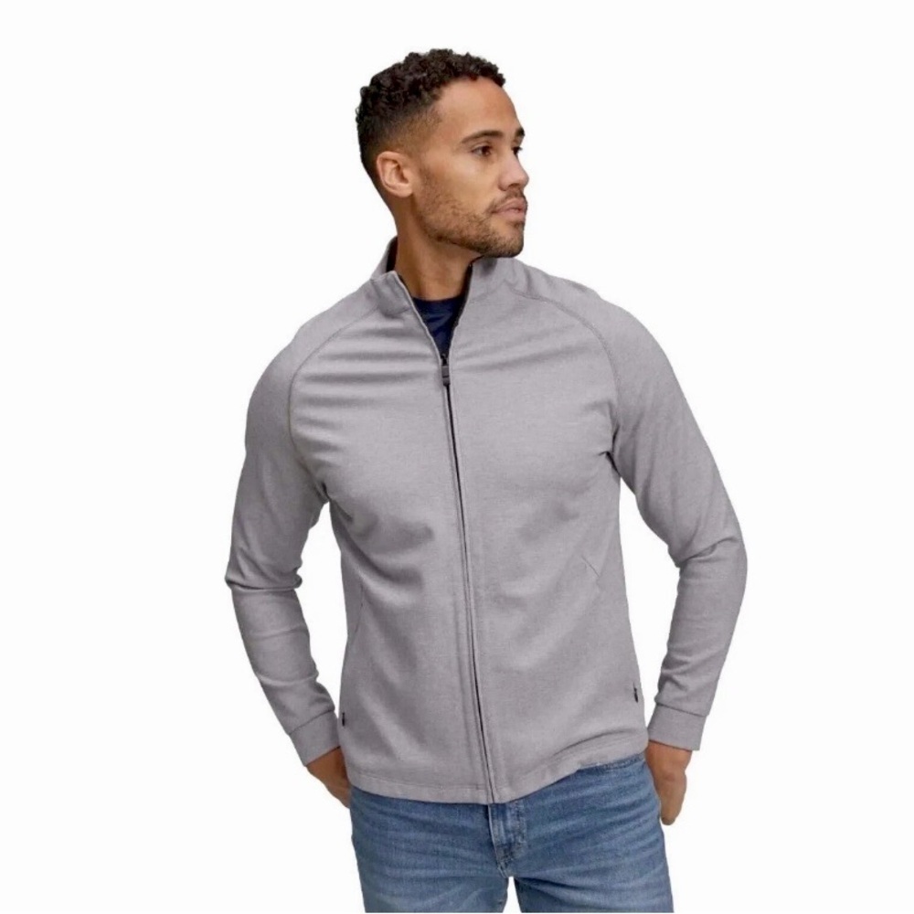 Mizzen + Main Steel Gray Heather Proflex Full Zip Jacket Mens Sz Small